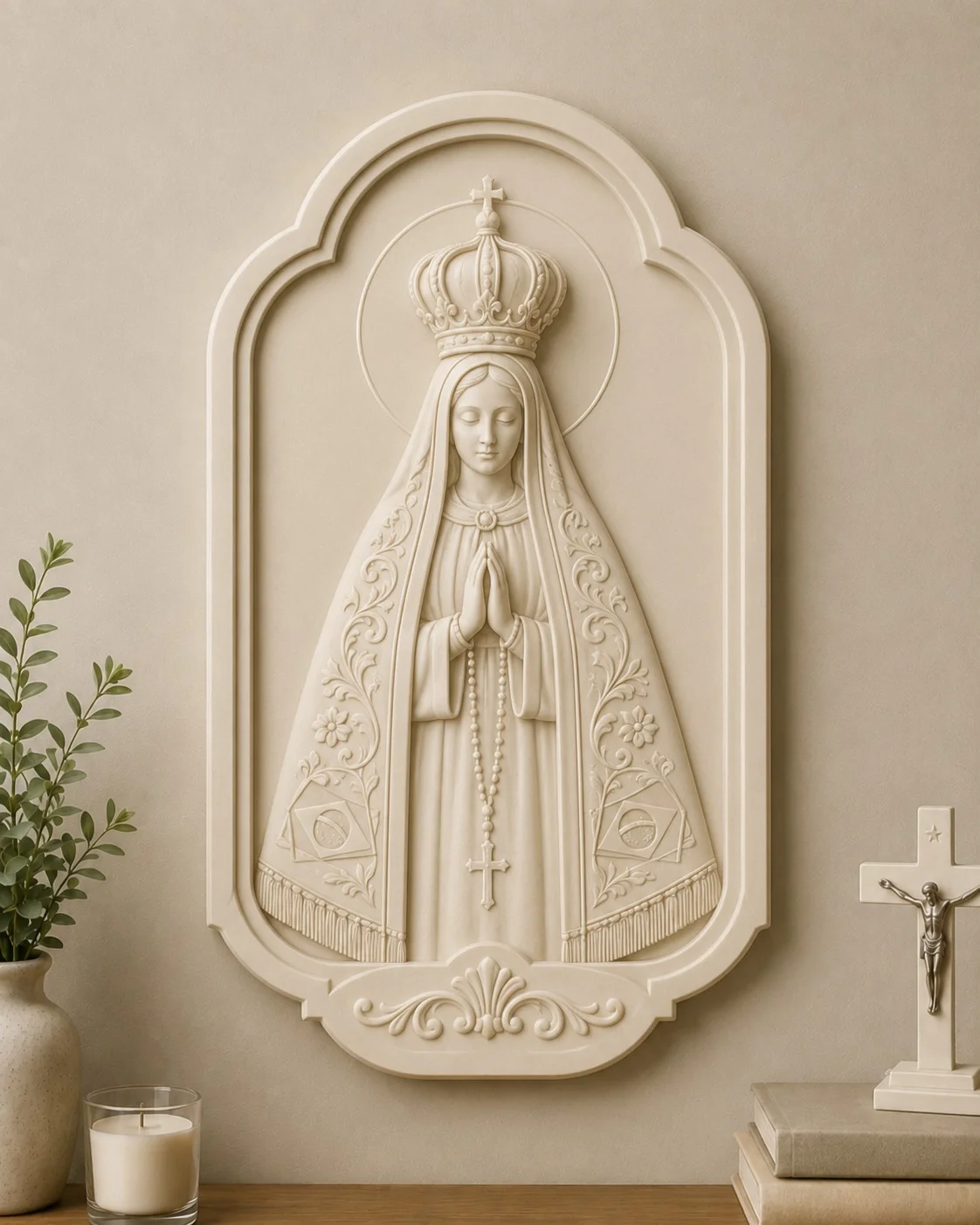 Nossa Senhora Aparecida em relevo para parede