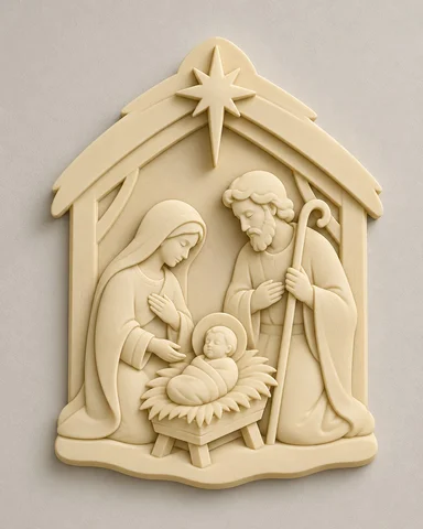 Placa Sagrada Família no Presépio