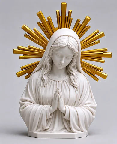 Nossa Senhora em Oração com Raios Dourados