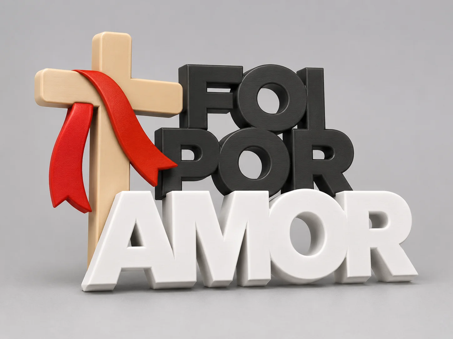 Cruz com frase 'Foi por Amor'